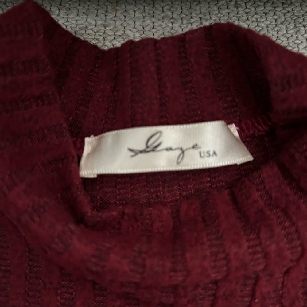 Red Ribbed Cowl Neck Sweater - Picture 3 of 3
